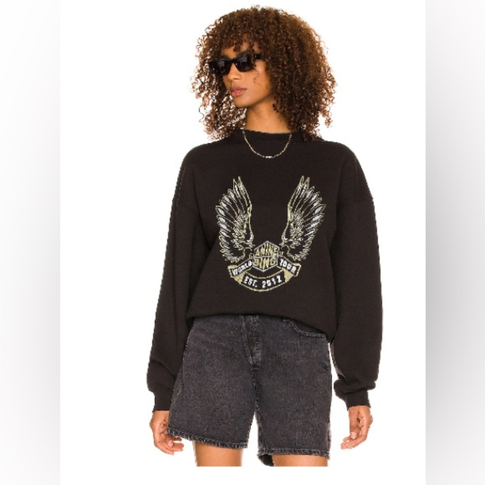 Anine Bing Kenny Sweatshirt Gold Wings Black